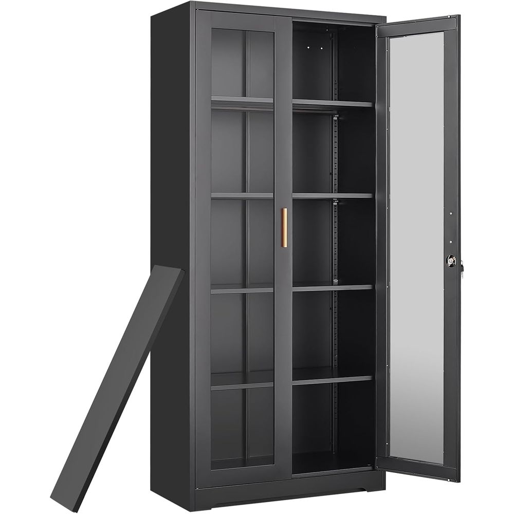 Glass Cabinet Display - Curio Display Cabinet with Glass Do,71”H