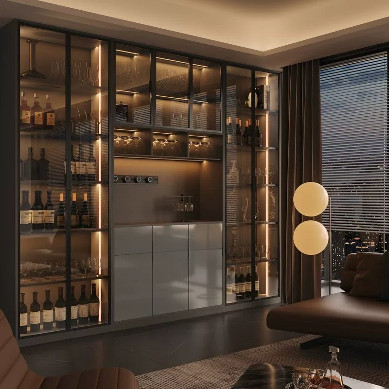 Light luxury Italian dining si - Glass Cabinet Display 评论和价格
