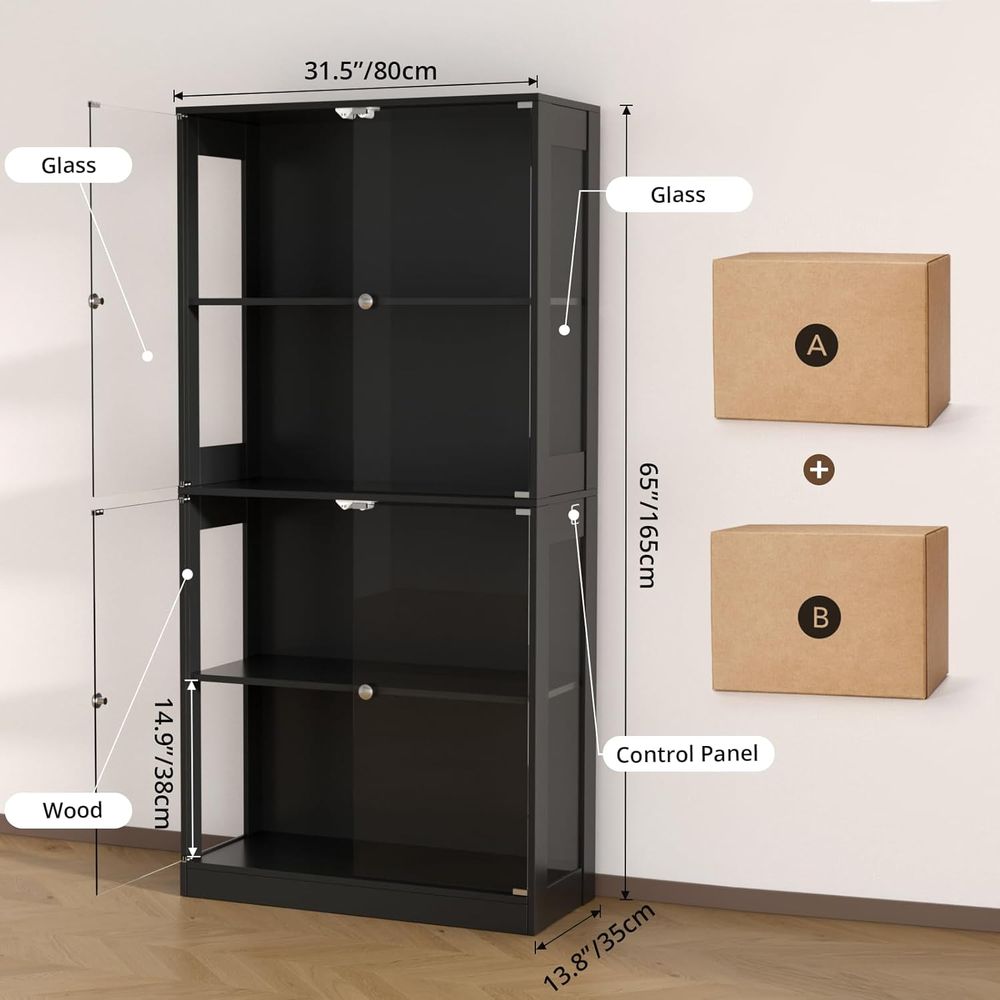 65 Glass Door Display Cabinet, - Glass Cabinet Display 评论和价格