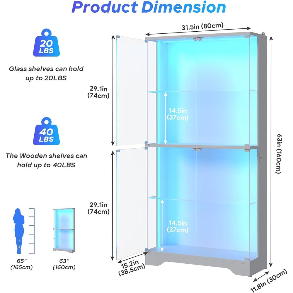4-Tier Glass Display Cabinet w - Glass Cabinet Display 评论和价格
