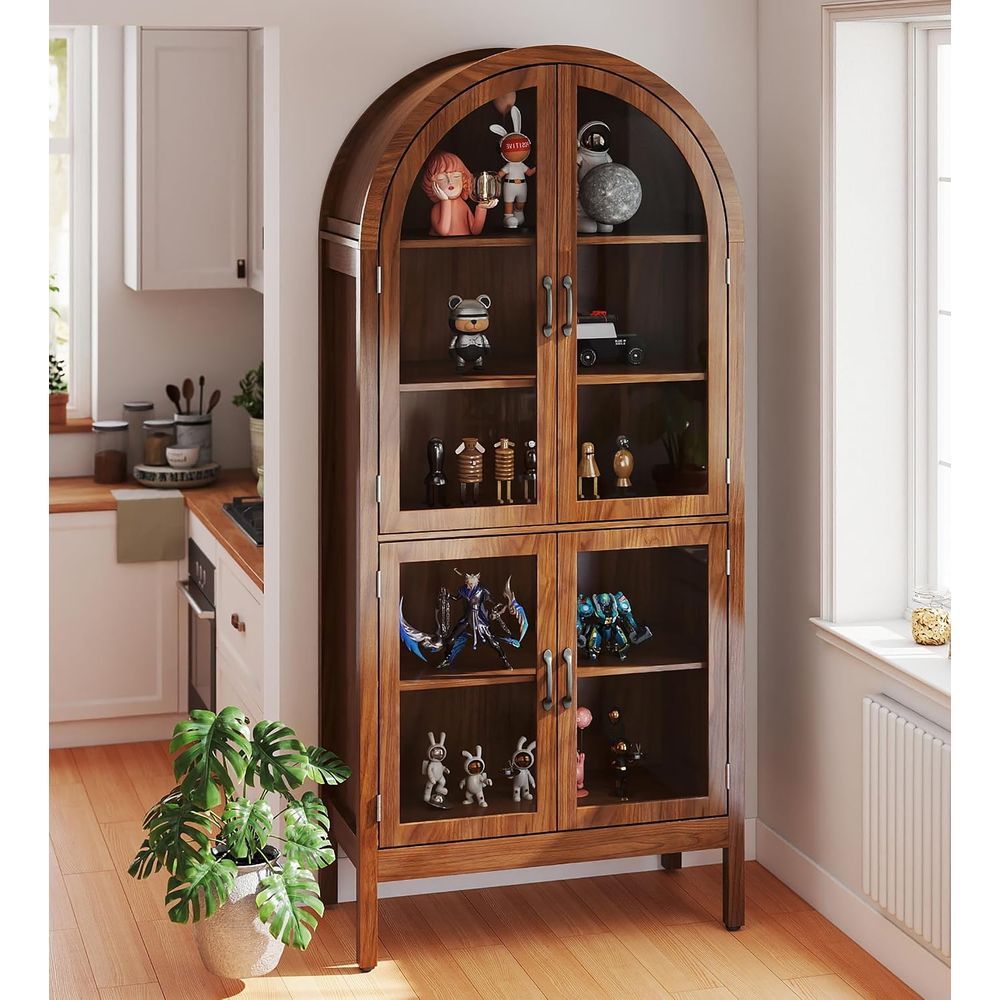 70.9 Tall Walnut Acrylic Glass - Glass Cabinet Display 评论和价格