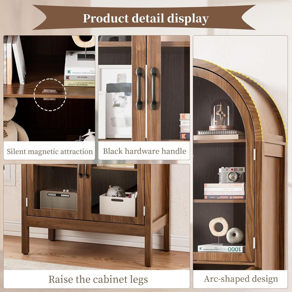 70.9 Tall Walnut Acrylic Glass - Glass Cabinet Display 评论和价格