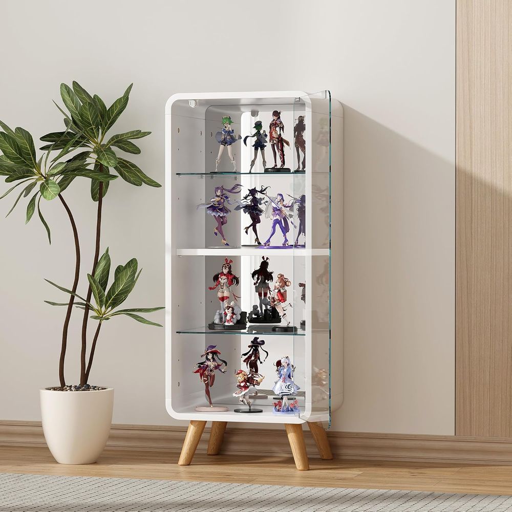 4-Tier Adjustable Glass Displa - Glass Cabinet Display 评论和价格