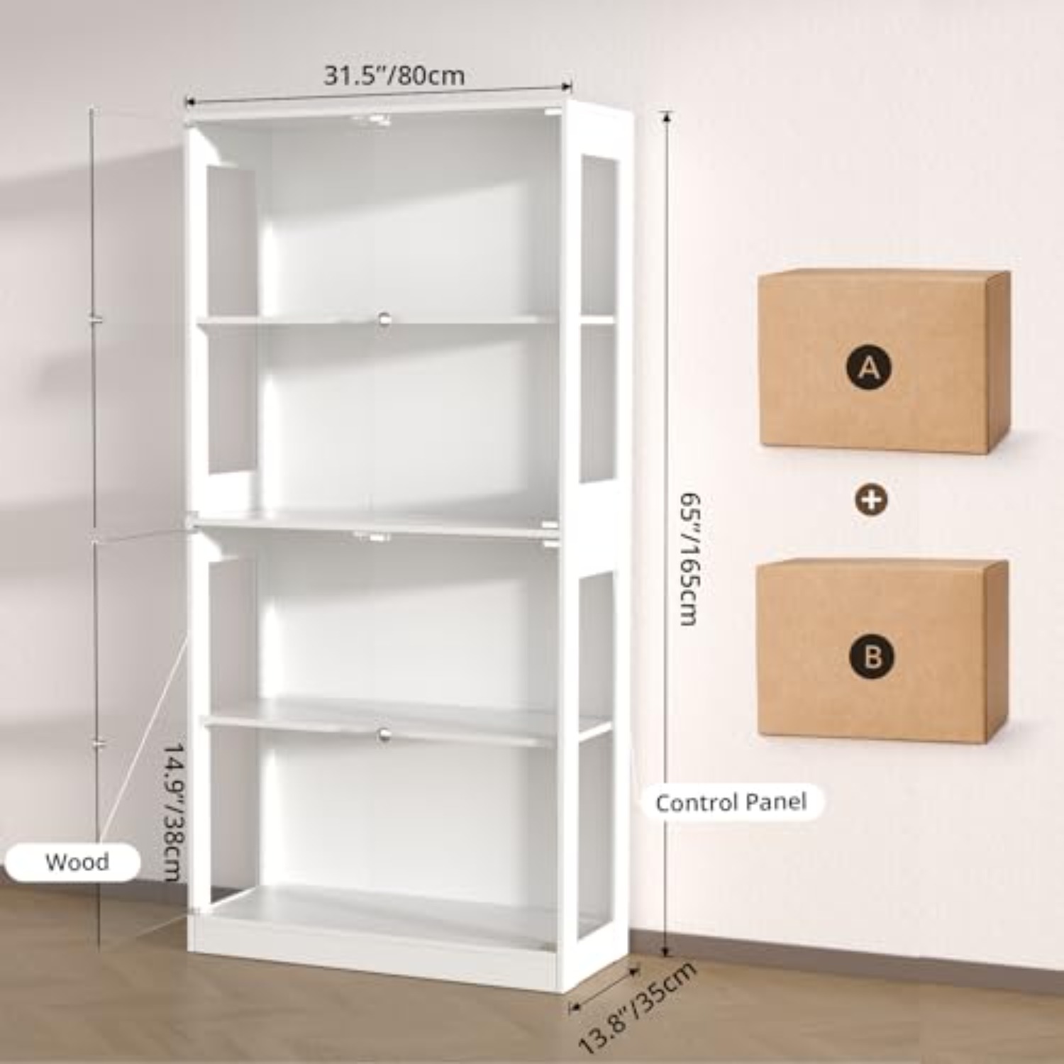 65'' Display Cabinet with Glas - Glass Cabinet Display 评论和价格