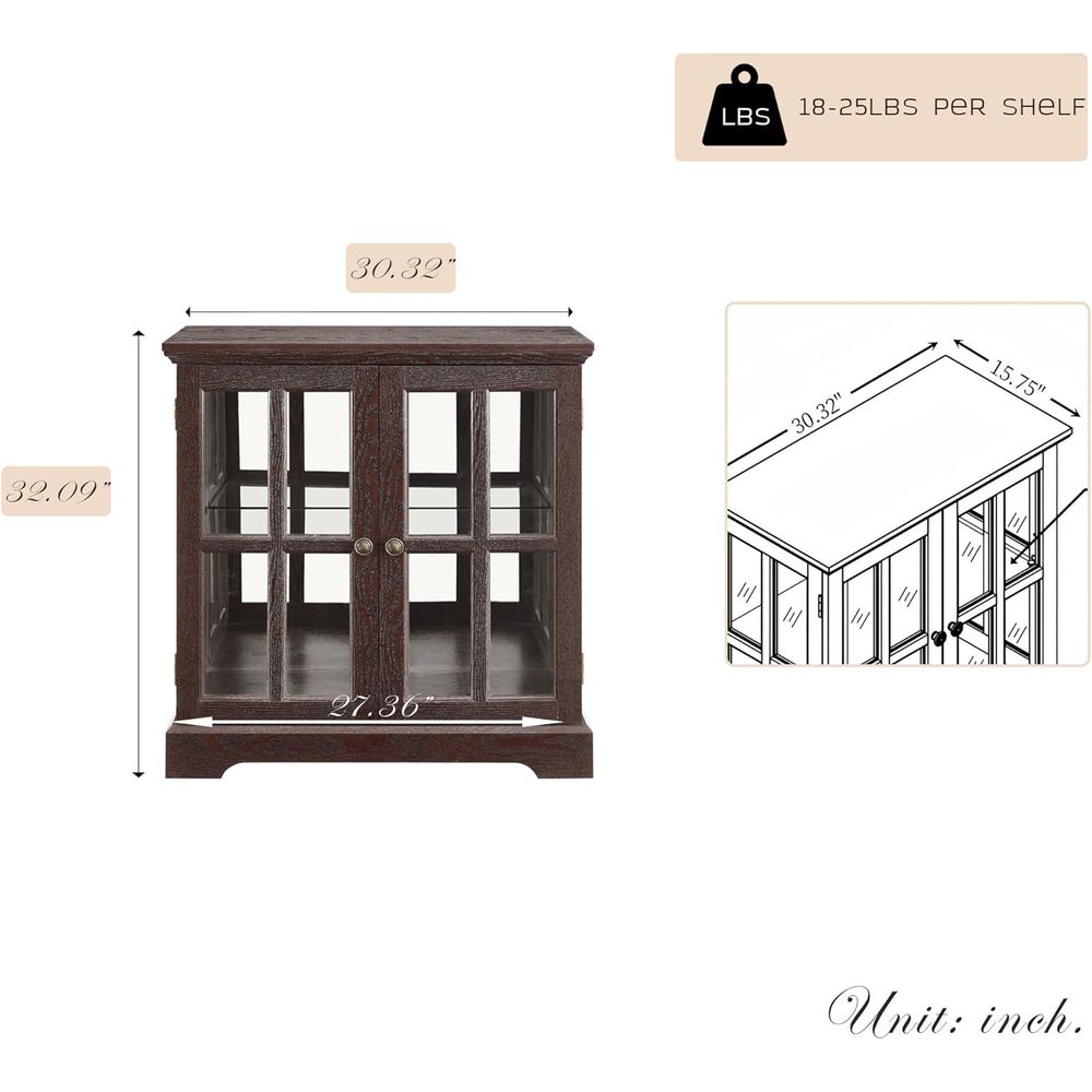 32 High LED-Lit Curio Cabinet  - Glass Cabinet Display 评论和价格